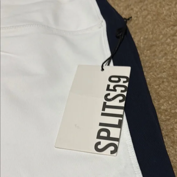 White and Navy Split59 Leggings - Picture 2 of 6